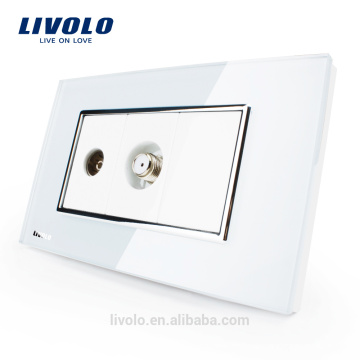 US / AU Standard Livolo Luxur TV &amp; SATV-Buchse mit weißem Kristallglas VL-C391VST-81
